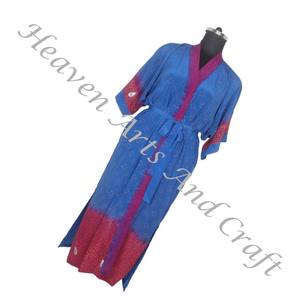 KL015 2024 Summer Collection <b>Silk</b> Long Vintage Sari <b>Kimono</b> Long Casual Wear Full Length Vintage Sari <b>Kimono</b> Long Bohemian Summer - Product Image 4
