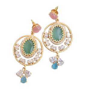 Brass Pearl Stud <b>Earrings</b> Wholesale Organic Stone <b>Earrings</b> Antique Brass Finish Fashion Forward Style High Quality Export - Product Image 1