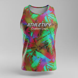 Diseño abstracto Hombres elegantes Camiseta sin mangas de poliéster sublimado Slim Fit Diseño personalizado Ropa casual Tela transpirable. - Product Image 1