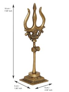 Trishul en laiton moderne fait à la main et écologique pour les articles de pooja indiens, Diwali Thali Kamandal Wati Lota Bell Diya Dhoop Stand Ghanti - Product Image 2