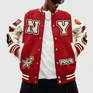 Rainbow <b>Spray</b> Custom Streetwear Letter Embroidered Patch Long <b>Waterproof</b> Eco-Friendly Vintage Color Blocking Varsity Jacket for - Product Image 1