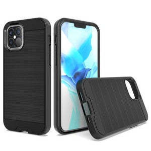 เคสโลหะขัดเงาแบบไฮบริดสำหรับ iPhone 12/Iphone 12 Pro 6.1 นิ้ว สีดำ - Product Image 1
