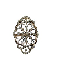 Bague de fiançailles et de mariage tendance en or 14 carats avec motif floral, diamant naturel 0,74 carat Si, sertissage pavé, pour femmes, fêtes et anniversaires