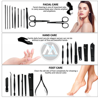 Ensemble de manucure professionnel MAQNSCO pour les soins des ongles, kit en acier inoxydable de 26 pièces avec anneaux colorés