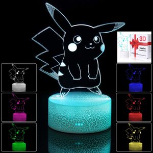 Veilleuse LED Personnalisée Illusion 3D Chat Pikachu en Acrylique, Mignonne Veilleuse pour Enfants, Cadeau de Noël, Décoration de Chambre, Base LED - Product Image 1