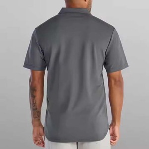 เสื้อโปโลผ้าฝ้ายพลัสไซส์สำหรับผู้ชายชุดกอล์ฟผ้าย้อมสีพื้นเข้ารูปพร้อมซิปครึ่งตัวโลโก้ตามสั่ง - Product Image 5
