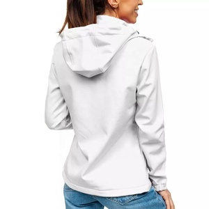 Sudadera con capucha de algodón 100% de punto de Invierno para mujer, chaqueta Softshell con cremallera frontal a prueba de viento y estampado personalizado - Product Image 2