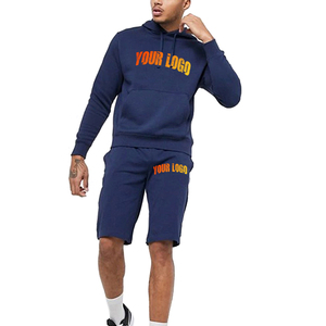<b>Men's</b> Premium Quality Cotton <b>Men's</b> Pullover Hoodie and Short Breathable Set Custom French for Summer <b>Men</b> Hoodies Short Set - Product Image 5