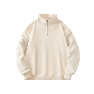 Sudaderas de manga larga bordadas personalizadas Unisex 100% algodón de alta calidad suéter de cuello redondo sudaderas con capucha de Color sólido - Product Image 4