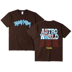 Tùy Chỉnh Áo thun họa tiết nam Vintage Hip-Hop Cotton Dạo Phố Quá Khổ Áo thun Áo Cactus Jack <span class=keywords><strong>Lightning</strong></span> Nâu - Product Image 5