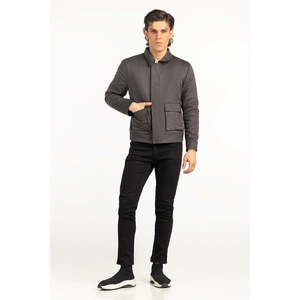 Chaqueta de lona para trabajo de otoño con cuello alto y cierre de cremallera, talla XL, acabada y recubierta, teñida lisa con acolchado. - Product Image 2