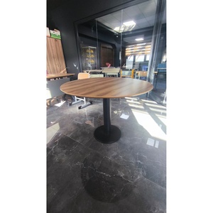 Mesa de Centro Redonda con Base de Metal y Tapa de Madera para Restaurante, Venta al por Mayor - Product Image 4