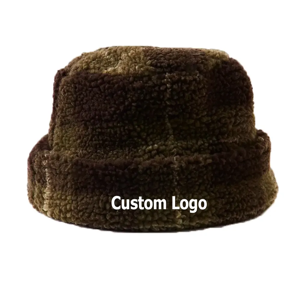 Chapéu com logotipo personalizado para pessoas, chapéu tipo bucket hat para mulheres, quentes, quente, macio, de pele falsa