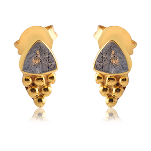 925 Sterling <b>Silver</b> Gold Plated Earring, Natural Labradorite Gemstone Earring Collection - Product Image 2