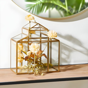 Vente chaude Design Rectangulaire Verre et Métal Porte-Lumière À La Main pour La Maison Jardin Décorations De Mariage - Product Image 6