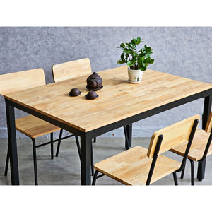 CBBA136 Ensemble de salle à manger simple, design classique traditionnel minimaliste, table de salon de luxe, 4 chaises en bois de caoutchouc, pieds en fer - Product Image 4