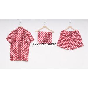 Conjunto de Pijama de Manga Corta con Cuello en V para Mujer, 100% Algodón Puro, Elegante Estampado Floral, Cierre con Cordón Ajustable - Product Image 5