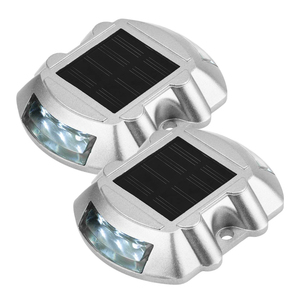 Énergie solaire LED réfléchissante verre céramique G105 goujon de sécurité en aluminium métallique voyant d'avertissement marqueur de route alerte de trafic - Product Image 3