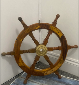 Trendy Brass Finishing Wooden Steering <b>Ship</b> <b>Wheel</b> Pirate Vintage Wall Boat Decor High Quality Best Nautical <b>Ship</b> - Product Image 2