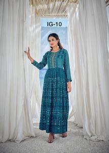 Último diseñador de muselina de viscosa pura, vestido Anarkali impreso Digital, alta calidad, zona Fab, indio, étnico, Saree, fiestas hechas de Organza - Product Image 3