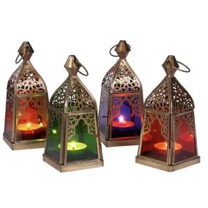 2026 Latest Mini Moroccan Metal <b>Candle</b> Holder Lanterns Colorful Glass for Table Hanging Decorations Christmas Durable Home Decor - Product Image 6