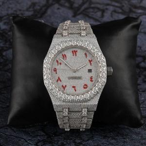 Montre Hip Hop pour homme, acier inoxydable, diamant moissanite, décontractée, formelle, mouvement à quartz automatique, cadran numérique - Product Image 1