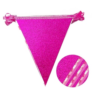 <span class=keywords><strong>Guirlande</strong></span> triangulaire personnalisée en papier <span class=keywords><strong>rose</strong></span>, à paillettes, motif léopard et carreaux, pour la décoration de fête d'anniversaire ou de baby shower - Product Image 6