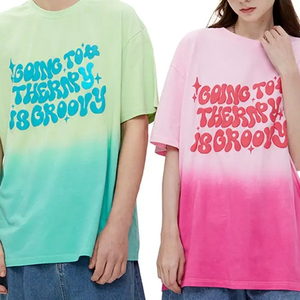 Custom Men's Summer Streetwear Short Sleeve T-Shirt Oversized Cotton with Gradient 3D for Puff Print Screen Printing <b>Tie</b>-Dye - Product Image 6