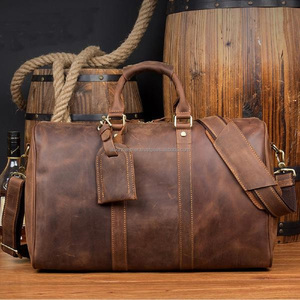 Bolso de lona de viaje de cuero Crazy Horse Retro Unisex, bandolera de hombro, equipaje de Fitness, cierre de cremallera, bolso de cuero para hombre - Product Image 1