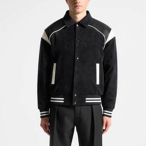 Vente en gros de veste universitaire de baseball brodée avec logo personnalisé pour hommes, coupe ample, sports d'hiver en laine, Streetwear, logo à l'avant, imperméable - Product Image 2