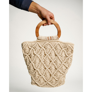 Modern Women's Handknitted Macrame Tote Bag New Style Handbag for Shopping Gift Cosmetic at Low Price with <b>Canvas</b> Mesh Lining - Product Image 2