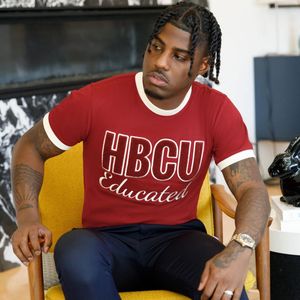 HBCU-Camiseta de chenilla de color carmesí para hombre, de primera calidad Camiseta de algodón, ropa griega de ajuste clásico, suave, cómoda, elegante, con logotipo bordado - Product Image 1