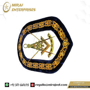 COLLAR DE CADENA CHAPADO EN ORO Masonic Past Master Collar de cadena de oro Respaldo azul + Collar de cadena colgante Estilo de diseño personalizado - Product Image 5