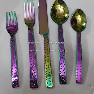 Ensemble de couverts arc-en-ciel ensemble de vaisselle en acier inoxydable coloré ensemble de vaisselle colorée pour 4 - Product Image 3