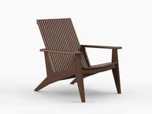 Fauteuil de jardin en bois de teck massif avec dossier haut et finition noyer Série Santorini - Product Image 3