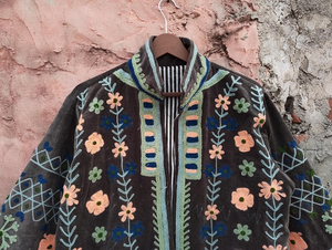 High Quality Mustad Handmade Embroidered <b>Velvet</b> Jacket Bohemian Floral <b>Coat</b> <b>Women</b> Free Size Jacket - Product Image 4