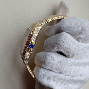 Yellow Gold Plated Square Case Full Iced Out Round Cut Diamond Bust <b>Watch</b> Custom <b>Wrist</b> Automatic Fashion <b>Watch</b> Free Shipping - Product Image 2