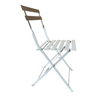 Ensemble de meubles de jardin pour adultes Jet-Line Bistro, design mid-century, table en aluminium moulé blanc, 2 chaises pliantes en PE, terrasse, balcon, 100 kg