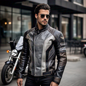 Multi Panel Motorbike Racing Jacket Homme Custom Fashion Designer Classic Biker Jacket Motorcycle Pu Faux Leather Jackets - Product Image 6