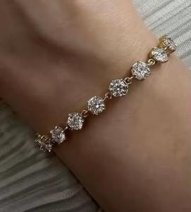 Moda Hip Hop Vvs Moissanite Diamond Tennis Link Bracelet para mujer 925 Sterling Silver \ Gold Tennis Bracelet - Product Image 6