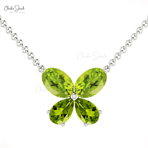 Nouveau produit populaire ensemble de colliers papillon véritable 14K or vert péridot élégant en gros collier pendentif à bon prix - Product Image 3