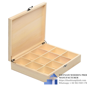 Caja de almacenamiento de té de madera con tapa de vidrio, organizador para bolsitas de té, diseño clásico, hecho en Vietnam - Product Image 6
