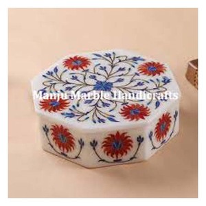 Meilleur matériau nouveau design naturel incrustation de pierres précieuses faite à la main boîte durable Floral Artisan bijoux stockage but - Product Image 1