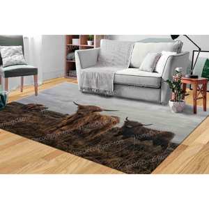 Wildlife Scene <b>Printed</b> Rug: Highland Cow, Bison, <b>Nursery</b>, Bath, Office,With Pile Soft Rug - Product Image 2