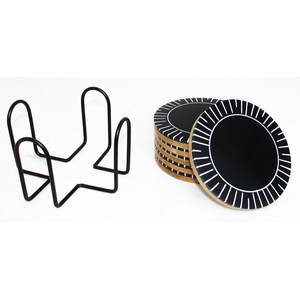 Premium Black And White Design Drink Coaster Set With Stand Perfect For Home Kitchen Office Desk And <b>Table</b> <b>Protection</b> From India - Product Image 6