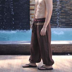 Boho กางเกงผ้าฝ้ายฮาเร็มผู้ชายเอวยางยืดลำลองน้ำหนักเบาผลิตในประเทศไทยส่งออกในฤดูร้อน - Product Image 6