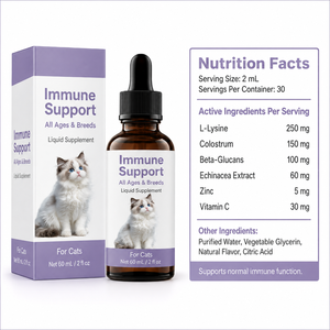 Gouttes de soutien viral pour chats sous marque privée, L-Lysine 250mg pour le système immunitaire et la santé quotidienne, supplément nutritionnel liquide pour chats - Product Image 6