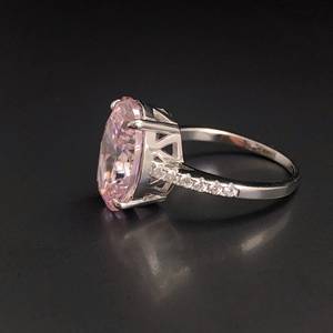 925 Sterling Silver Minimalist <b>Ring</b> Women's Natural Pink Zircon Oval Stone Rhodium Plated IGI Certified Birthstone Wedding Party - Product Image 3