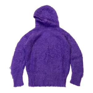 Service ODM personnalisé très demandé : sweat à capuche en mohair duveteux, tissu en polaire brossé, motif uni, tricoté pour l'hiver - Product Image 6