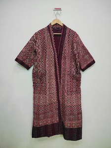 Azrakh Print Kantha Jacket Kimono Robe Long <b>Quilted</b> Cotton Coat for Women Handmade Plus Size for Bath or Spa <b>Summer</b> Use - Product Image 5